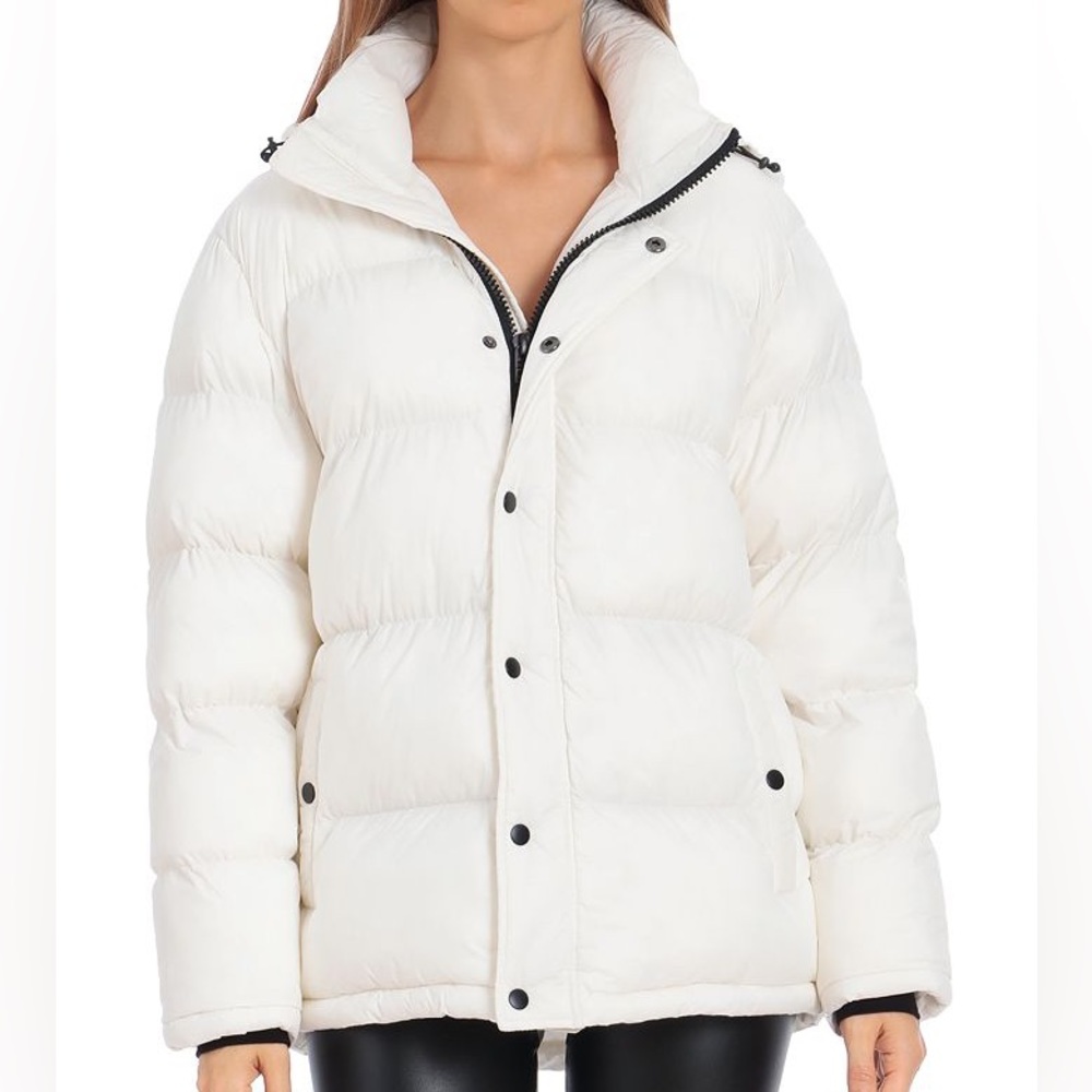 Bagatelle Sport Womens Water-Resistant Hooded Puffer Coat White Size Xsmall